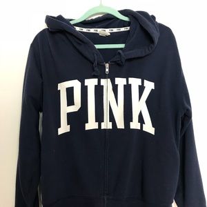 Blue Zip Up Hoodie Pink by Victoria Secret